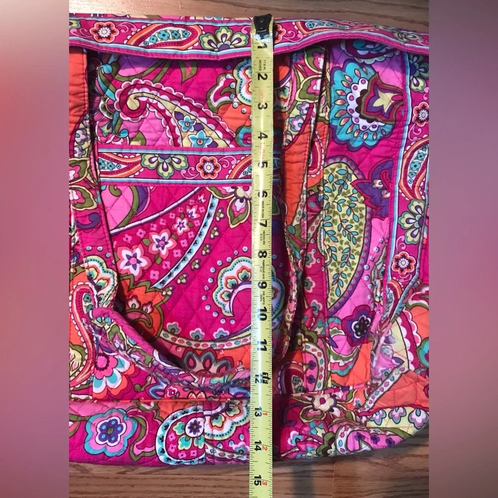 Vera Bradley Quilted Weekender Tote Bag Pink Paisley Floral L 14x20” Duffel Bag - Picture 8 of 11